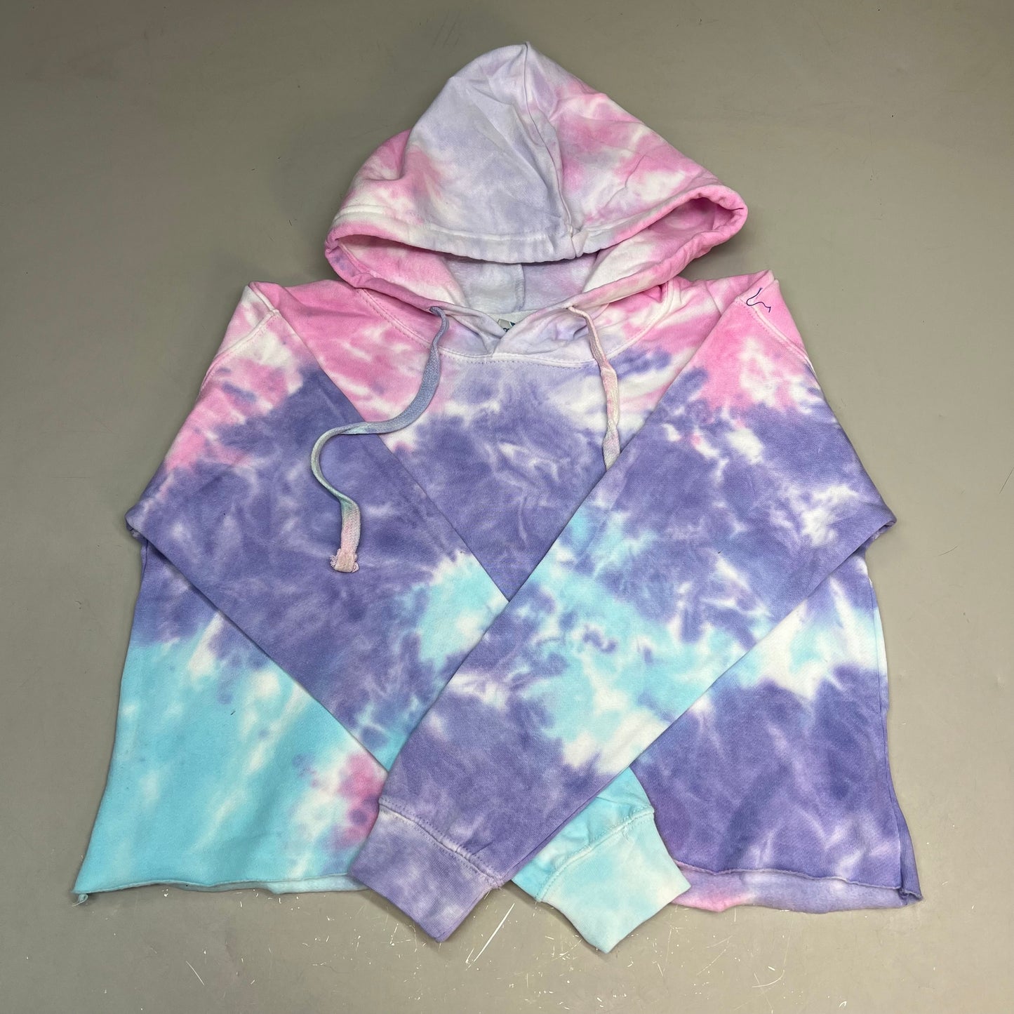 COLORTONE Sweat Shirt Crop Top Tie Dye Hoodie Women's Sz M Cotton Candy 8333