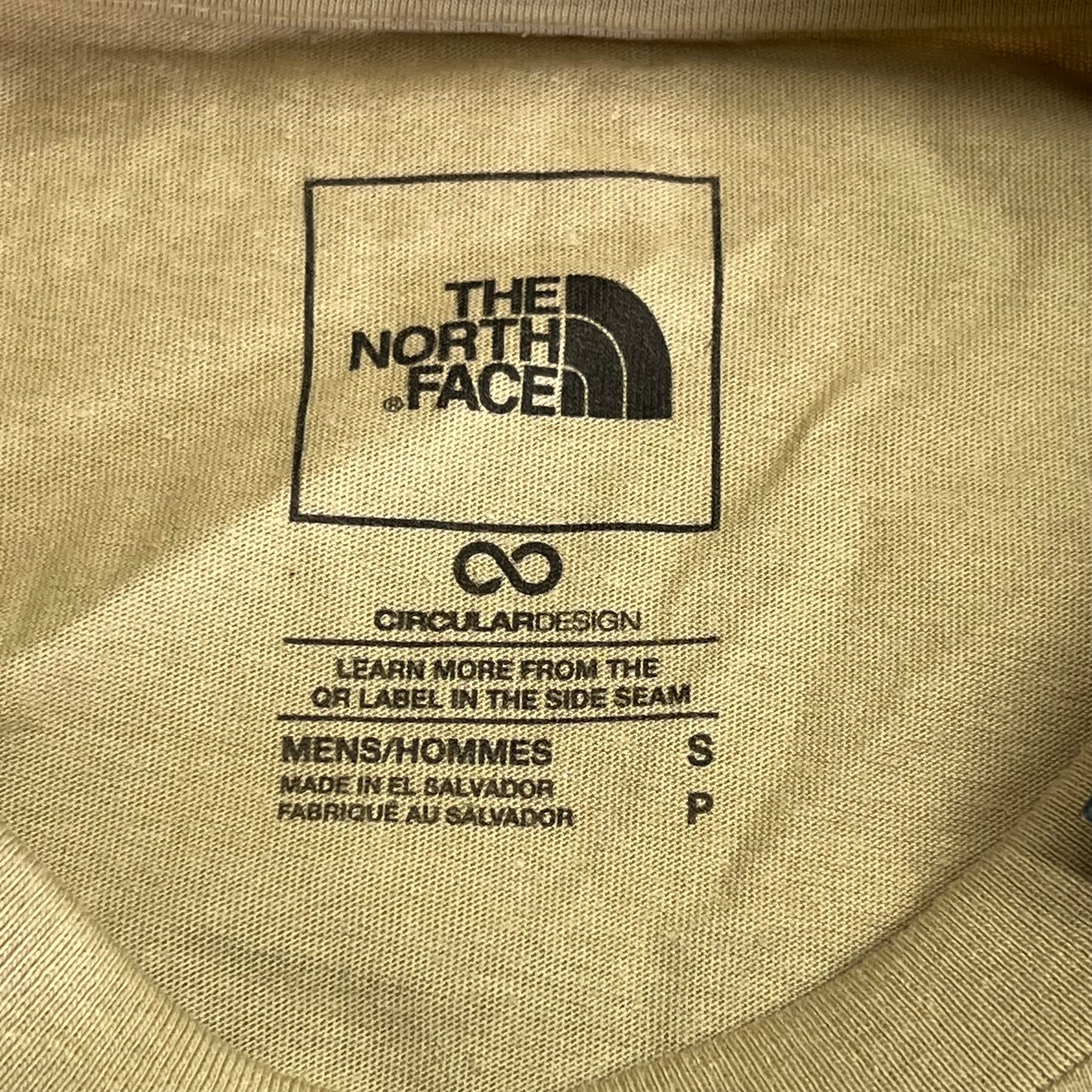 ZA@ THE NORTH FACE Evolution Box NSE Regular Short Sleeve Men's Sz S Khaki Stone (As-Is - Snag/Slightly Dirty See Images)