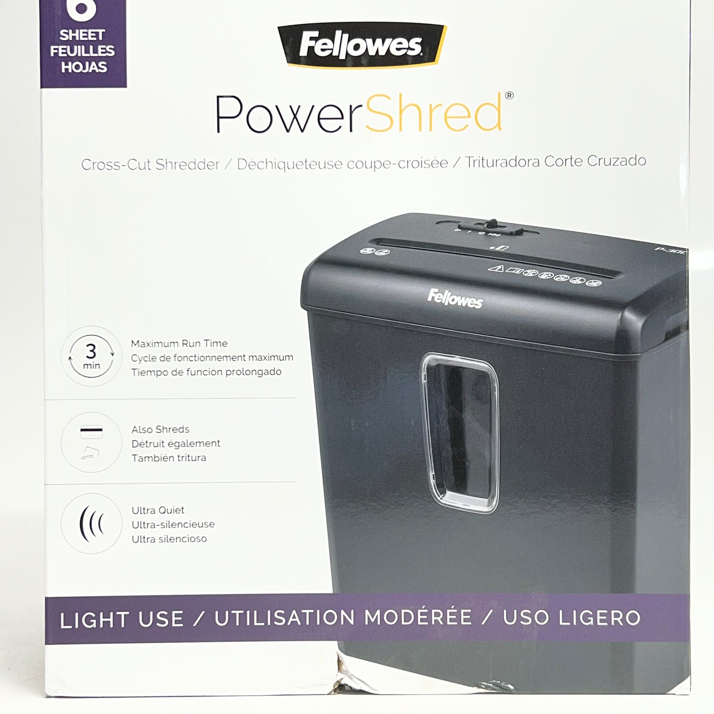 FELLOWES PowerShred 6 Sheet Cross-Cut Shredder P-30C
