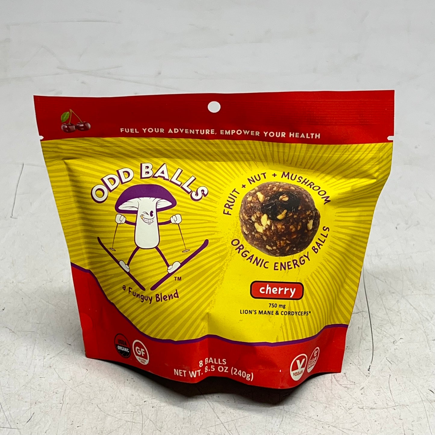ODD BALLS Organic Energy Balls Cherry Lions Mane & Cordyceps 8.5oz BB 09/26