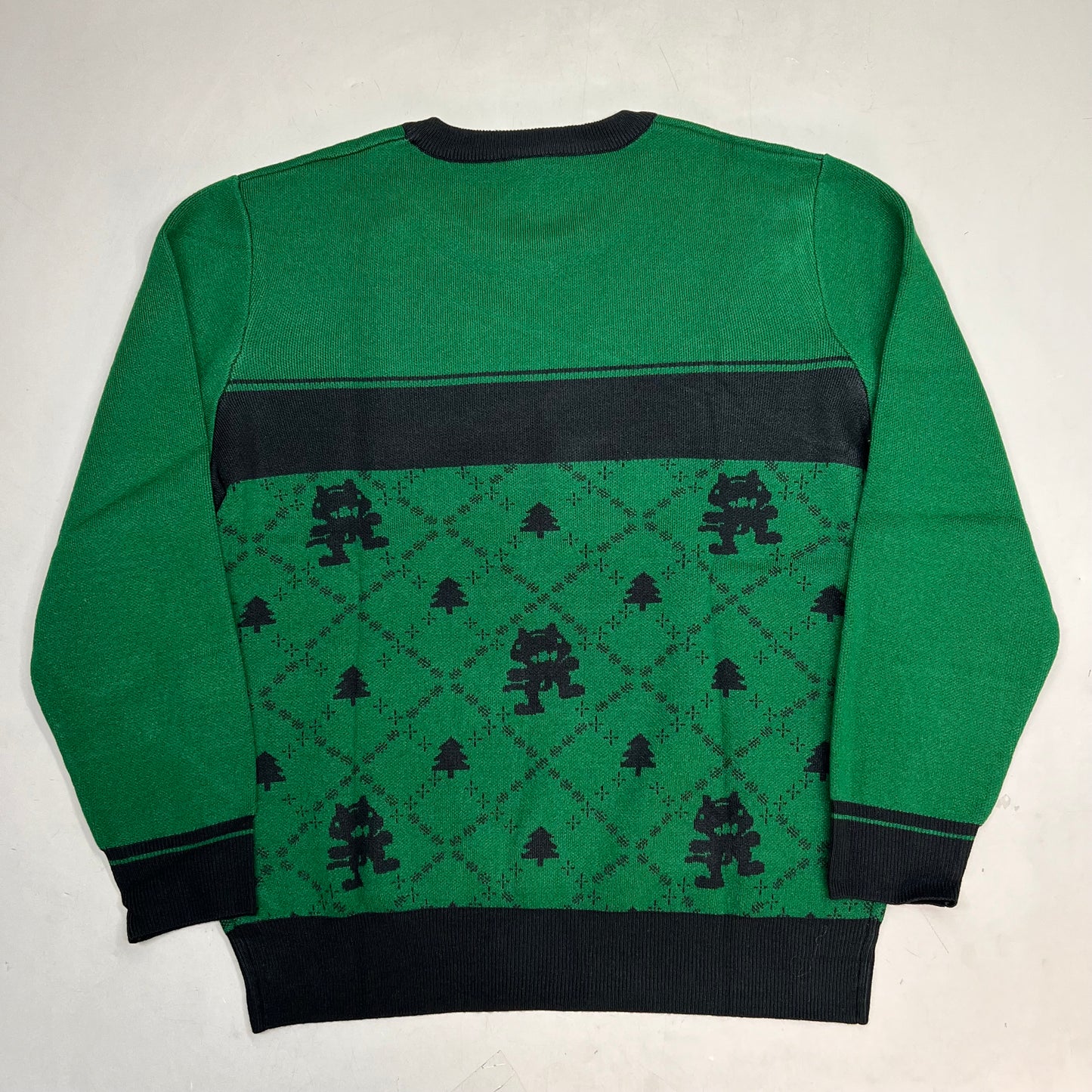 MONSTERCAT Records Soft Holiday Monogram Pullover Sweater Men's Sz S Green