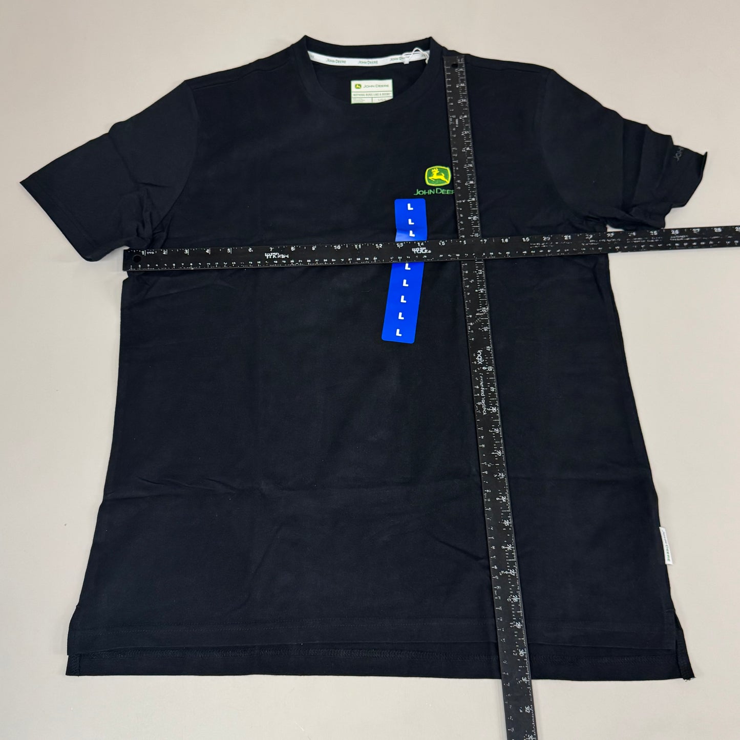 JOHN DEERE Embroidered Logo Short Sleeve Tee Shirt Men's Sz L Black 1896842