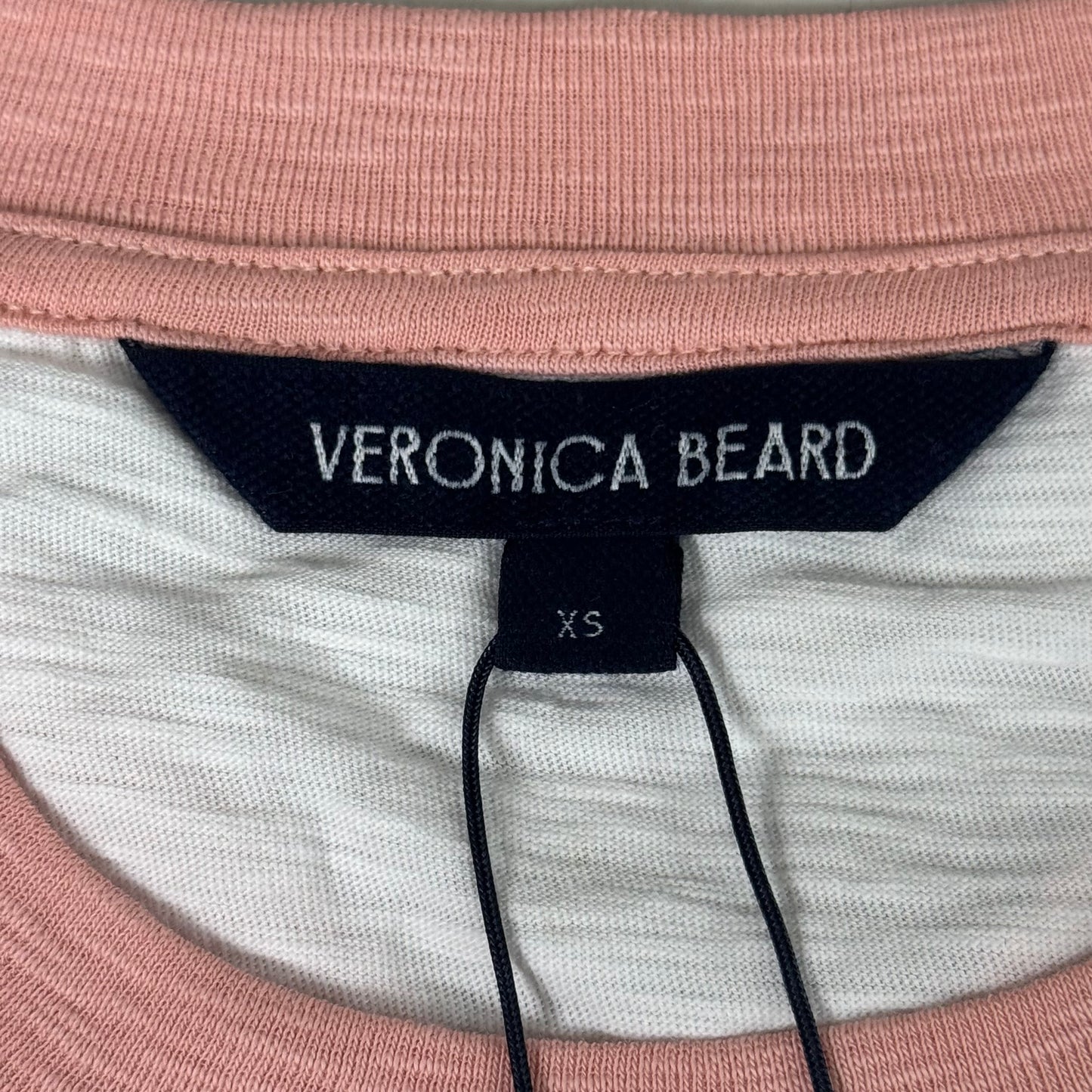 VERONICA BEARD Jeans Women's Mason Baseball Tee Sz-XS Rosebloom/White