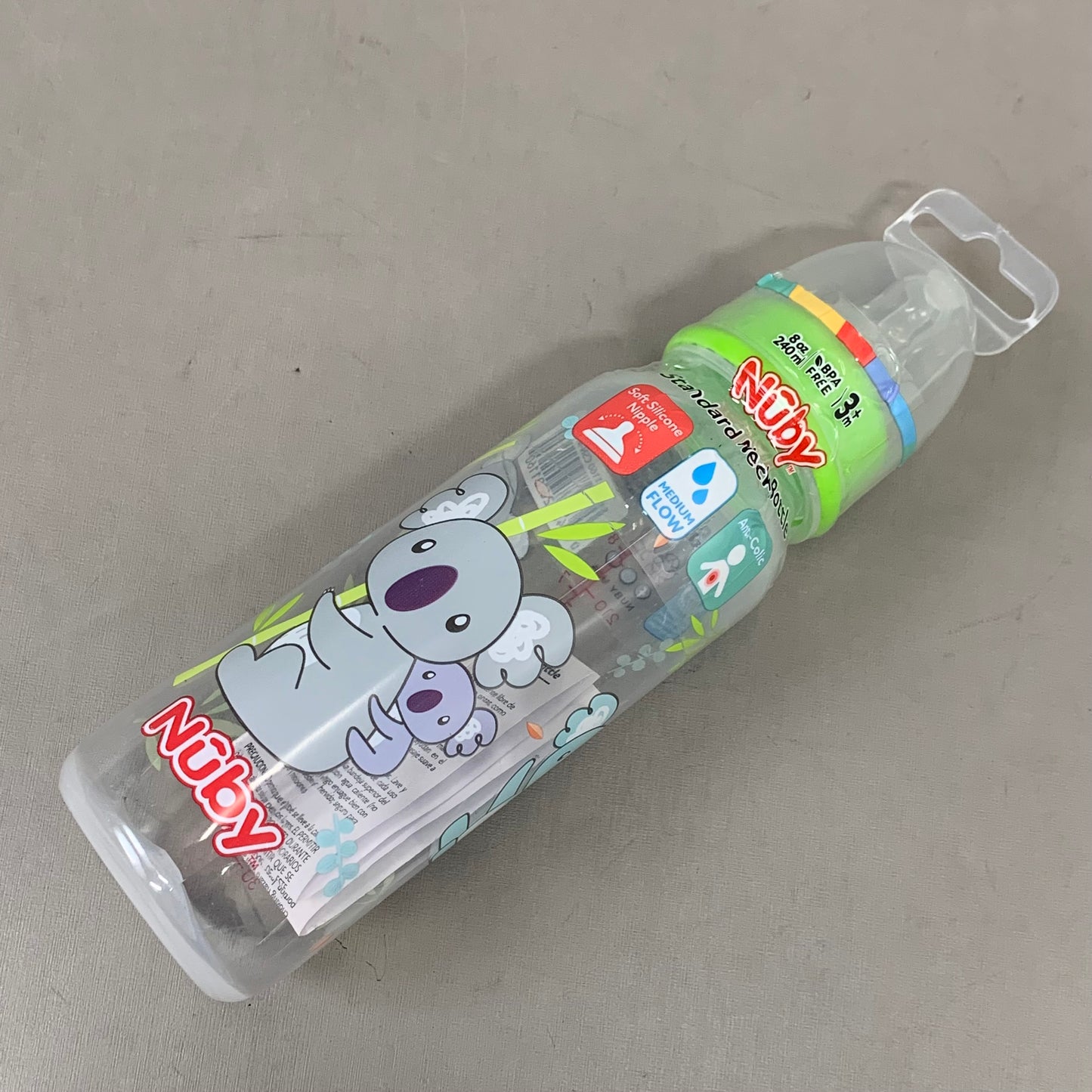 NUBY (6 Pack) Assorted Non-Drip Neck Baby Bottles As-is (slightly Damaged Packaging)  8oz Color's May Very