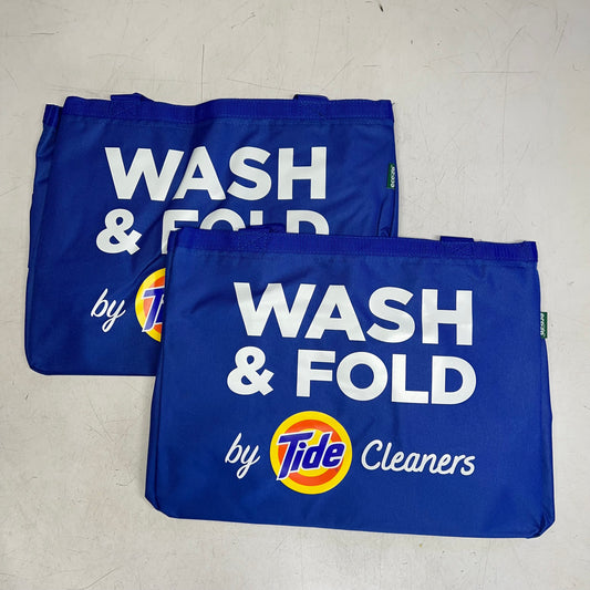 ZA@ TIDE (2 PACK) Wash & Fold by Tide Cleaners Carry Tote  18"x13"x10" Blue