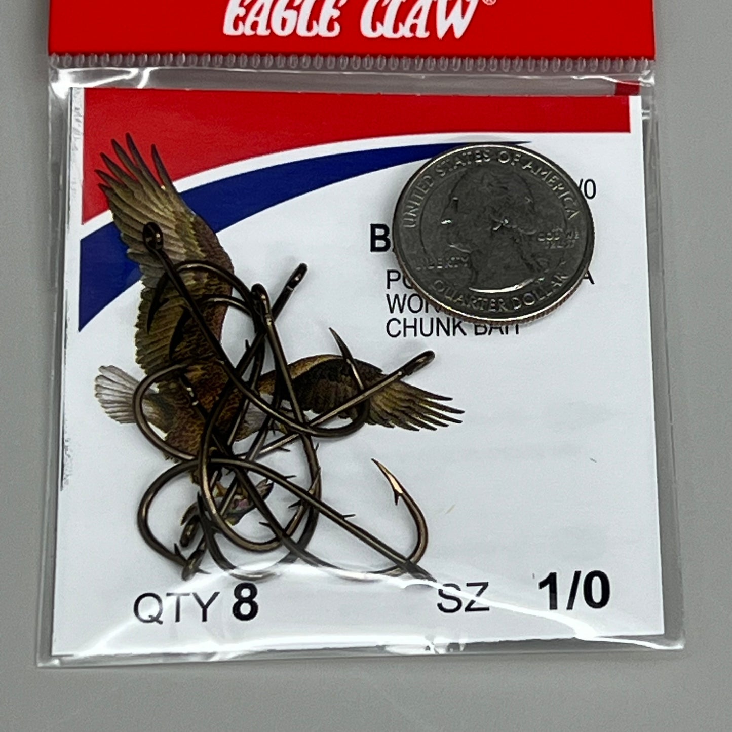 EAGLE CLAW (5 PACK) Offset Worm & Chunk Bait Holder Bronze #1/0 8pc 186A-1/0