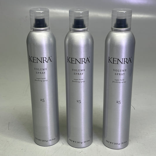 KENRA (3 PACK) Humidity Resistance 25 Volume Spray Super Hold Hair Spray 10.0 Oz
