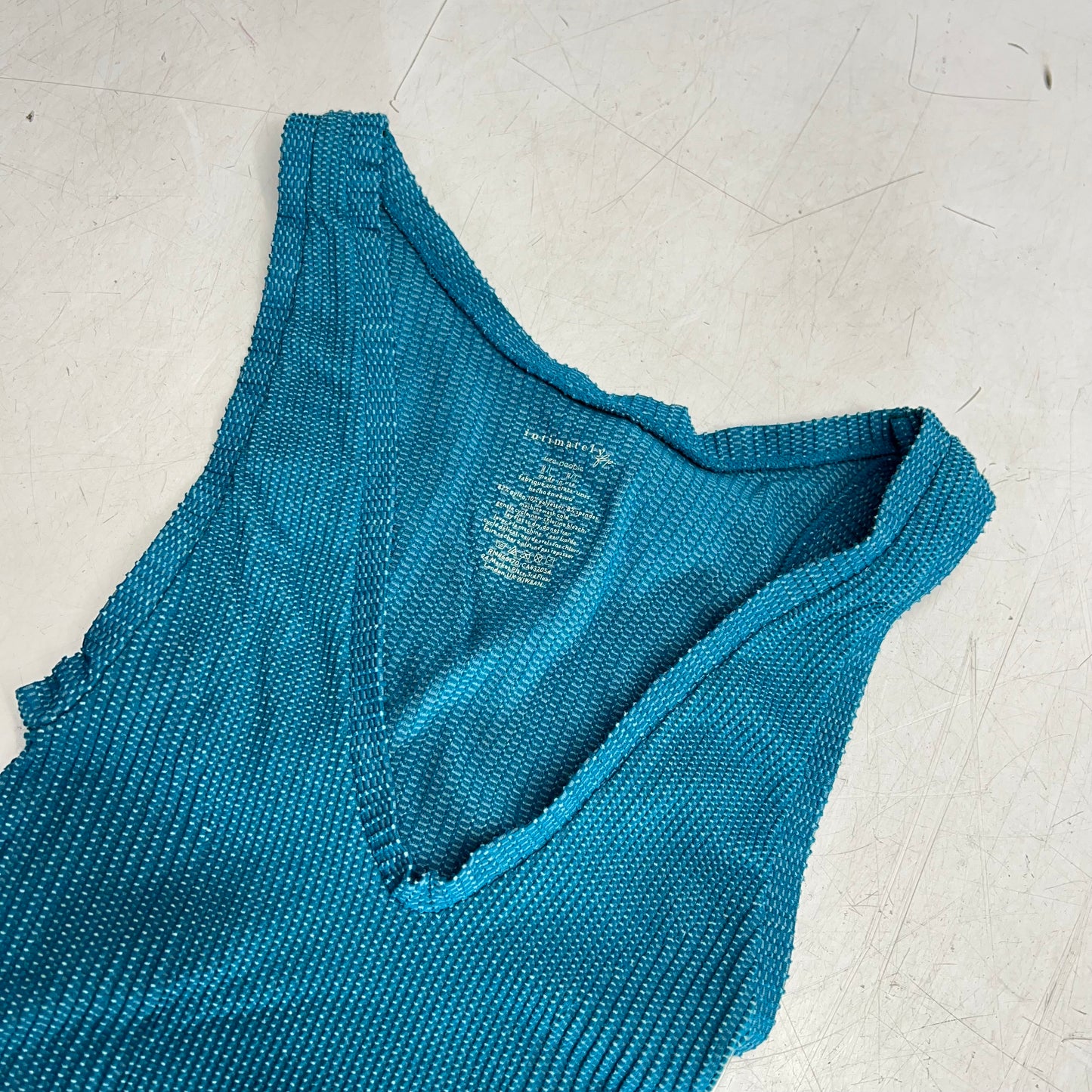 FREE PEOPLE Clean Slate Seamless Tank Women's Sz L-XL Bayside Carpenter 105898563