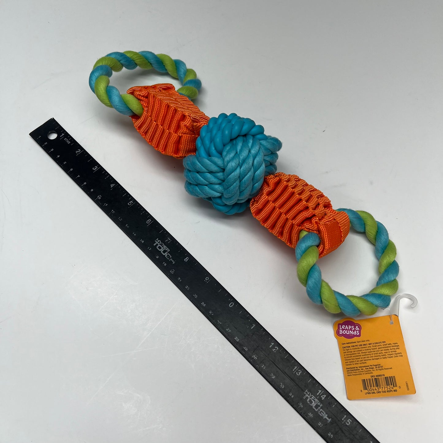LEAPS & BOUNDS (2 PACK) Double-ended Handle Rope Tug Dog Toy Orange/Blue