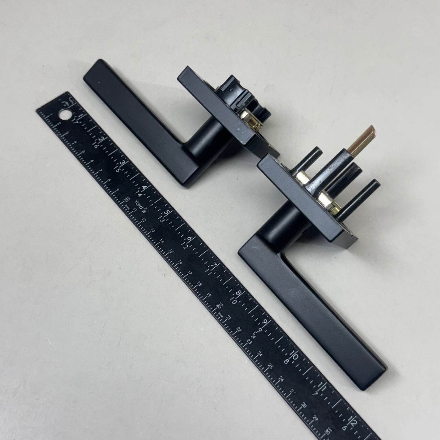 KWIKSET Halifax Passage Door Lever, Square Rose Matte Black 97200-871