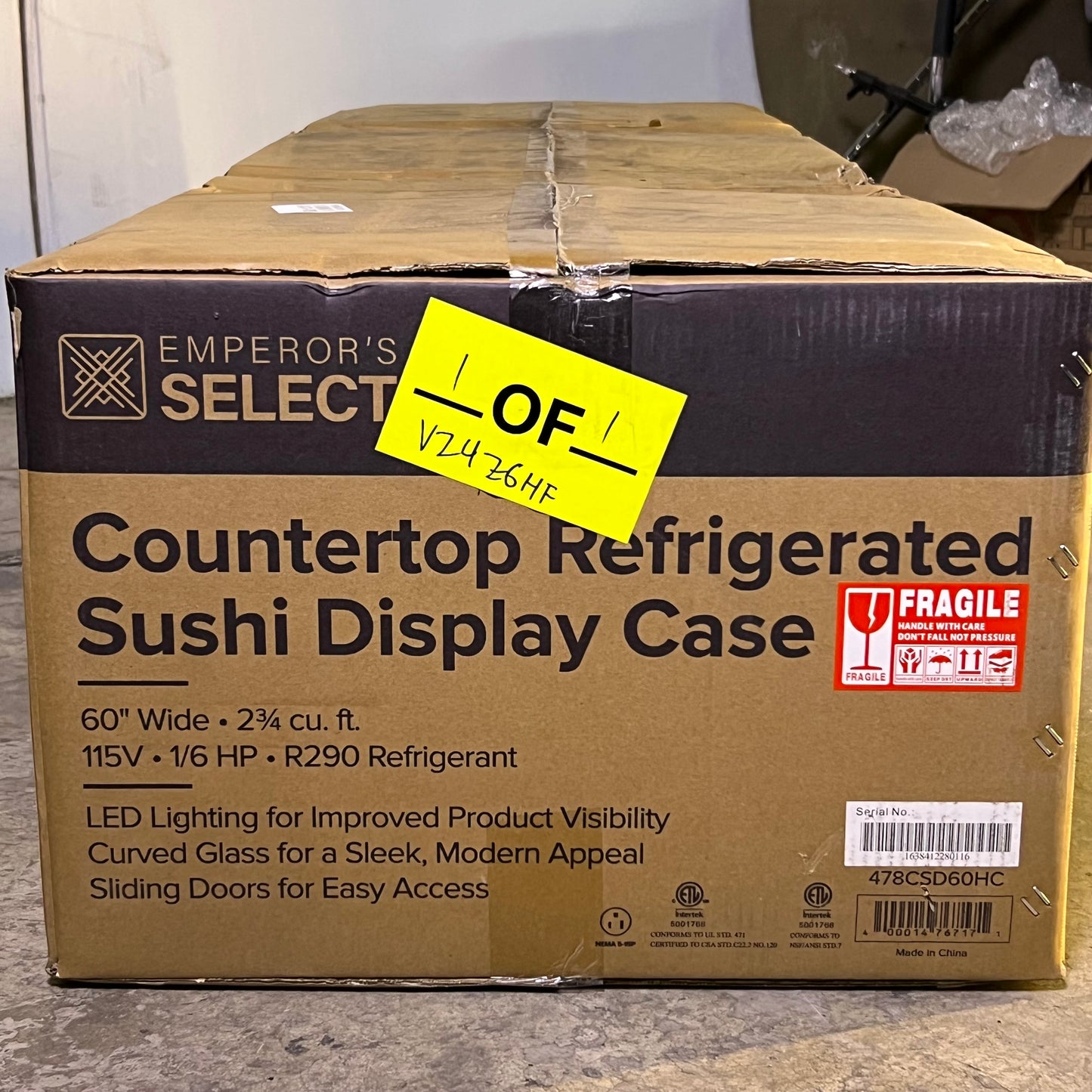 EMPEROR'S SELECT CSD-60 Countertop Refrigerated Sushi Display Case 115V 1/6HP Sz 60"W x 2 3/4 cu. ft. 478CSD60HC