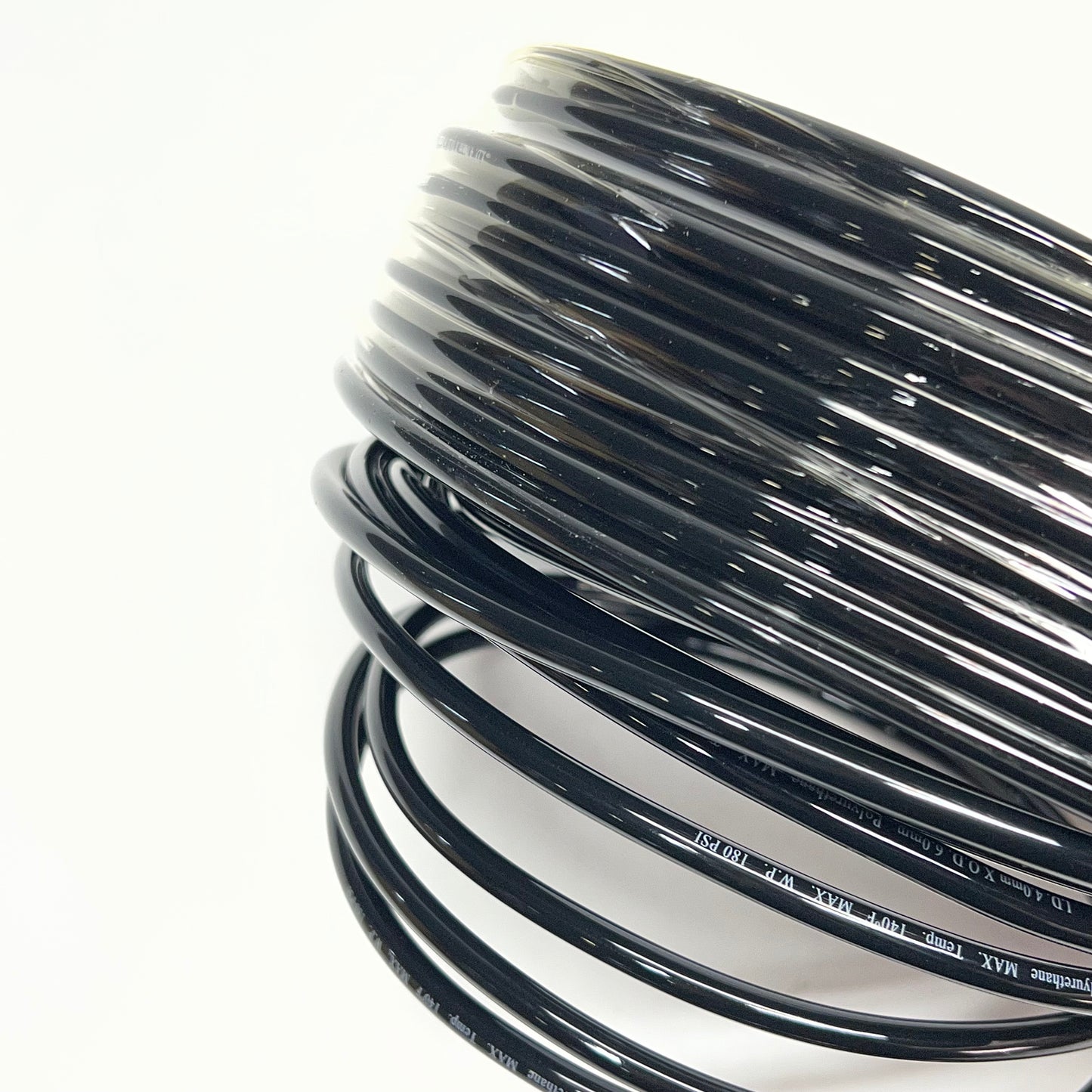 Tubing For Air/water Polyurethane 100' 4mm 180 PSI 6 MM OD Black 1PBR7A