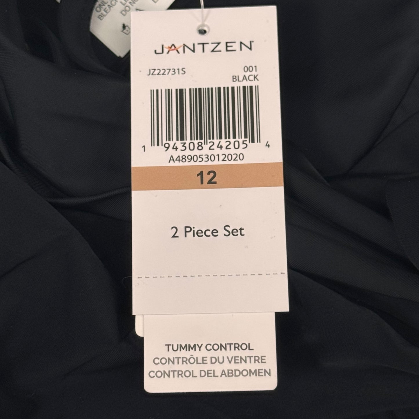 JANTZEN Womens Bathing Suit Women's Black Tankini Sz-12 JZ22731S