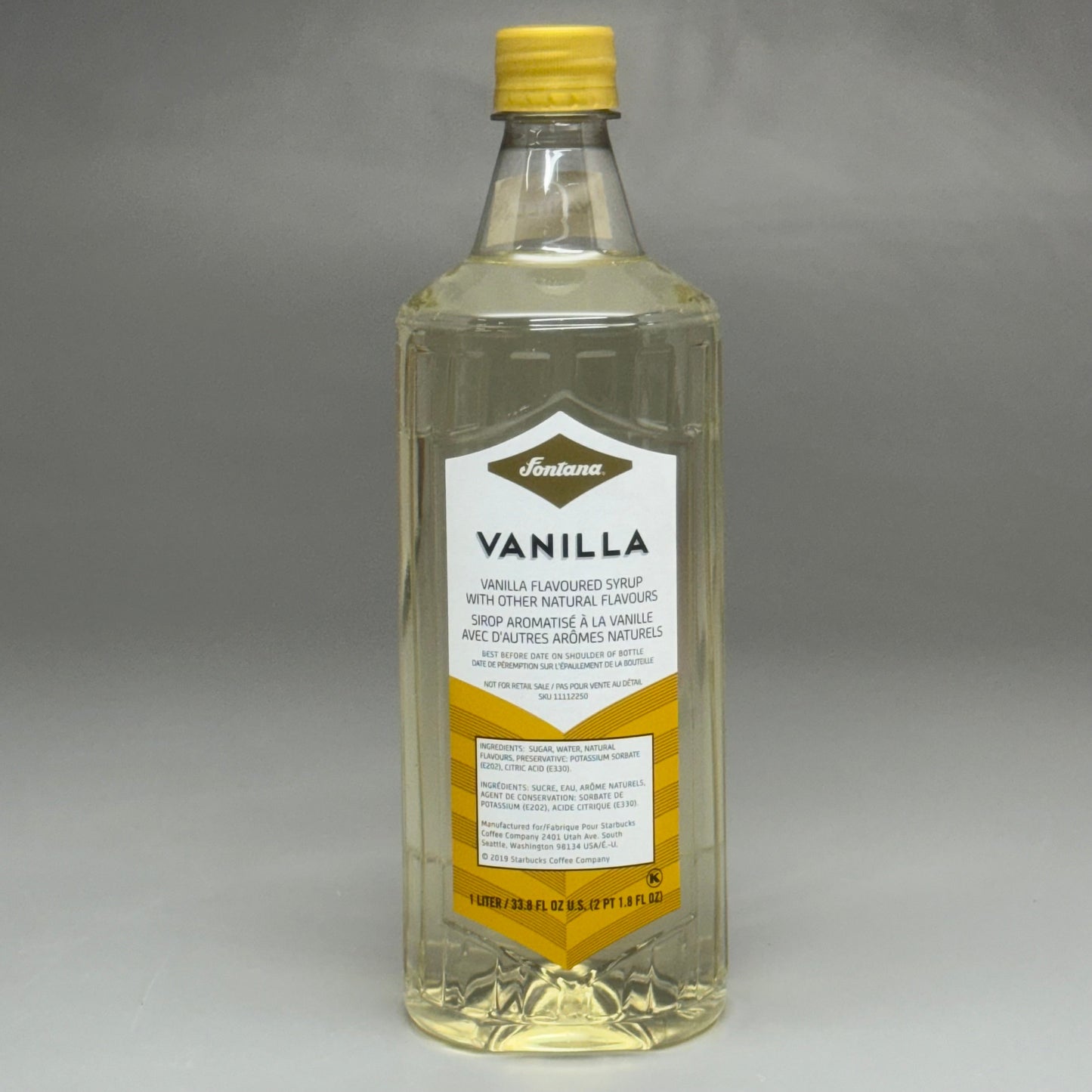 ZA@ STARBUCKS (4 PACK) Fontana Vanilla Flavored Syrup 33.8 fl oz/Bottle (BB 11/24) 11112250 D