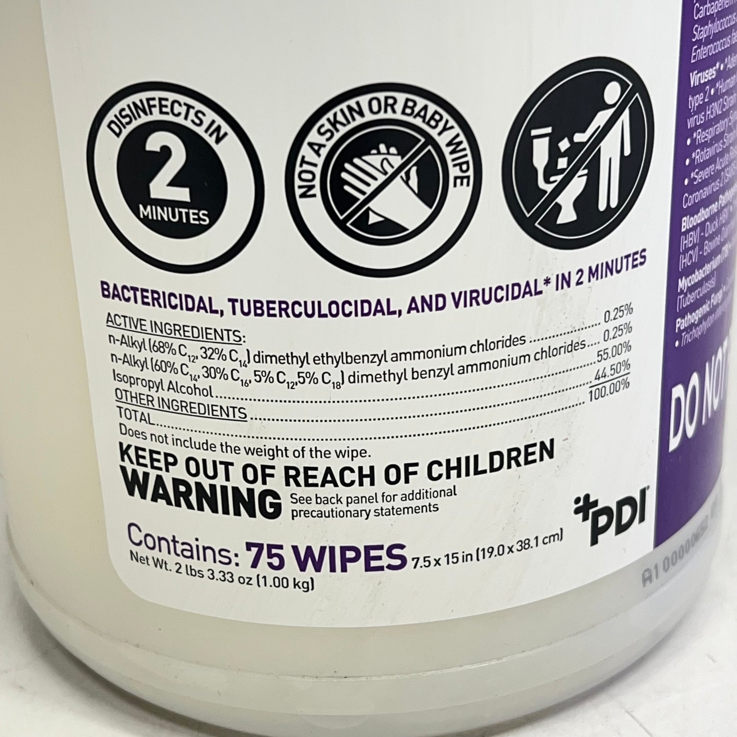 ZA@ PDI  (2 PACK, 75 WIPE EACH) Sani-cloth Germicidal Disposable Wipe Extra Large (Distressed)