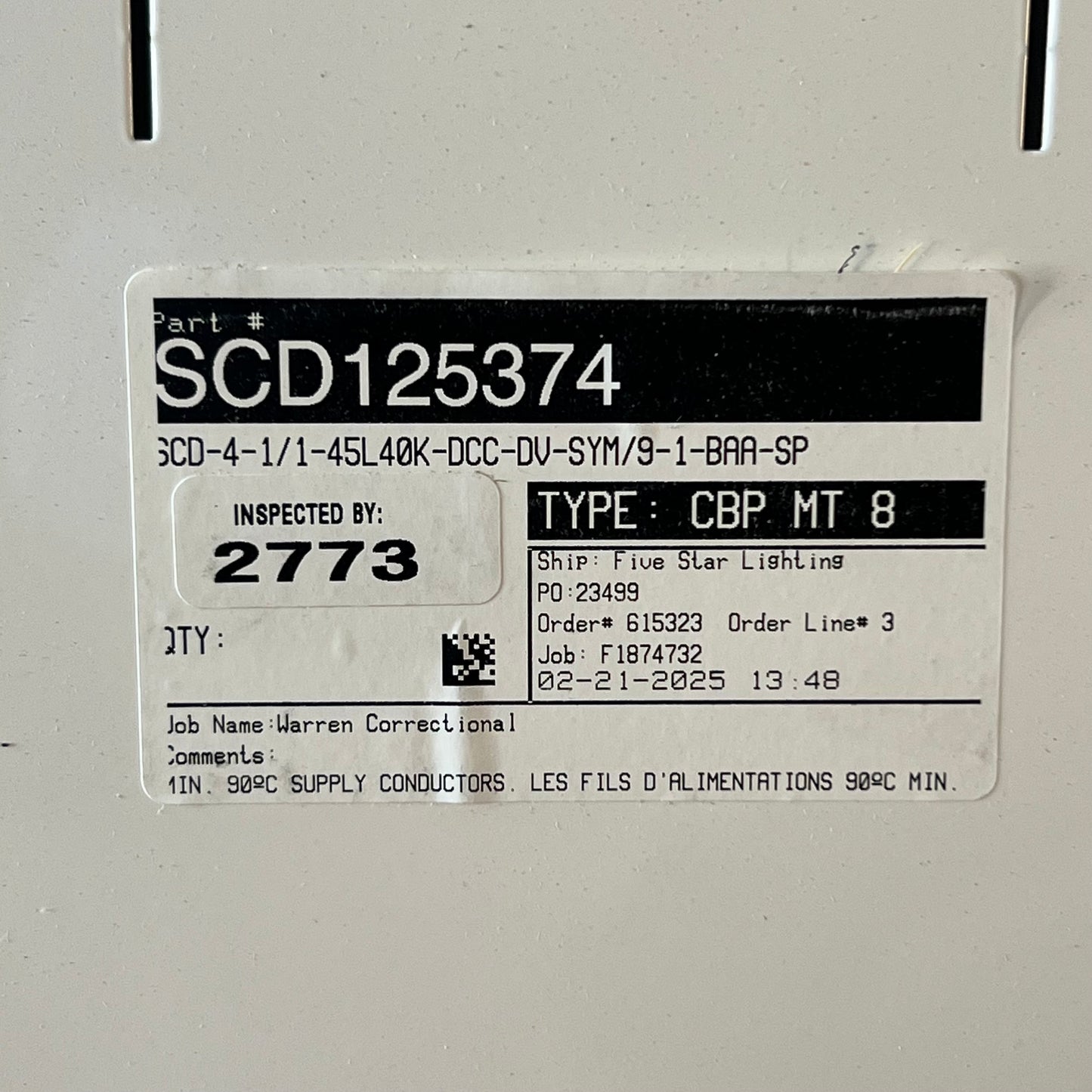 SUPPLY CONDUCTORS Lighting SCD125374 Type: CBP-MT-8 Sz 24"W x 51"L x 5"T