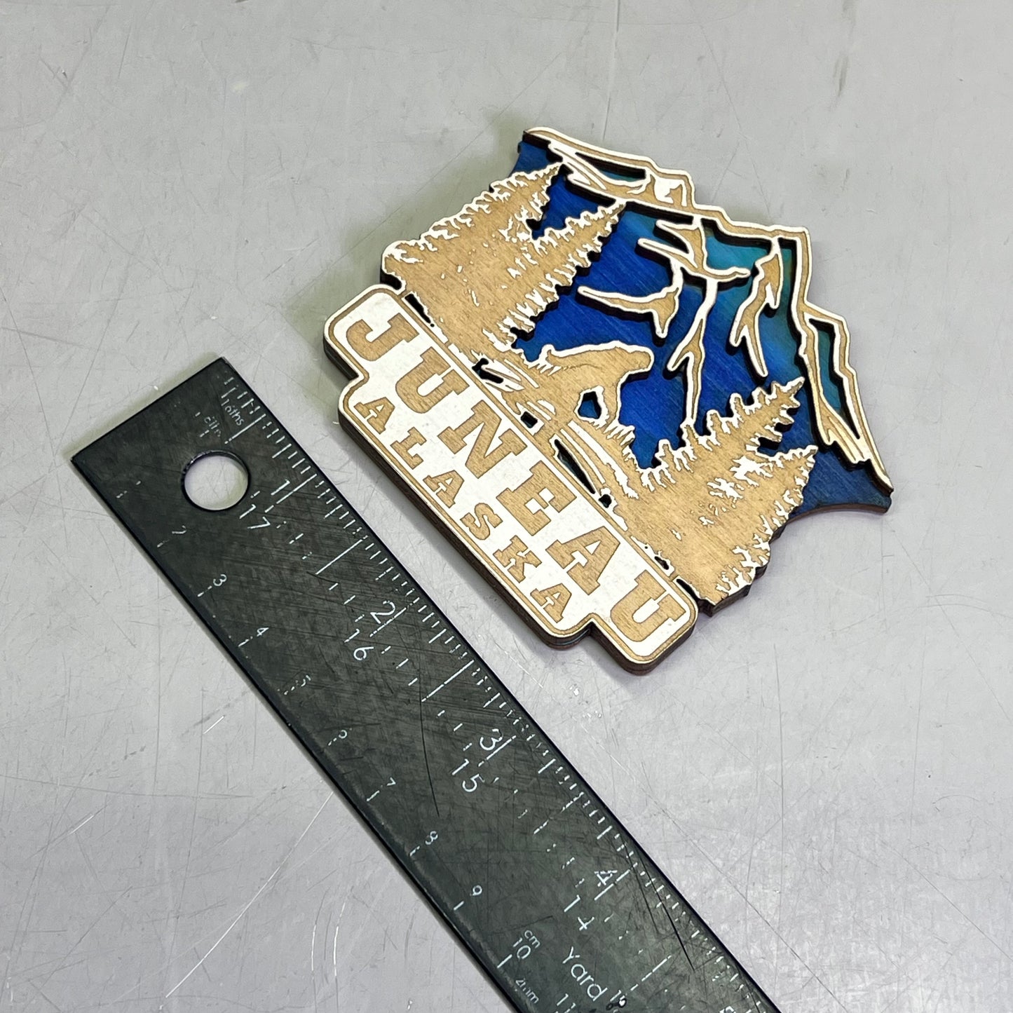 (2 PACK) Roaming Sasquatch Laser Cut Wood Magnet Souvenir JUNEAU,AK Made In USA