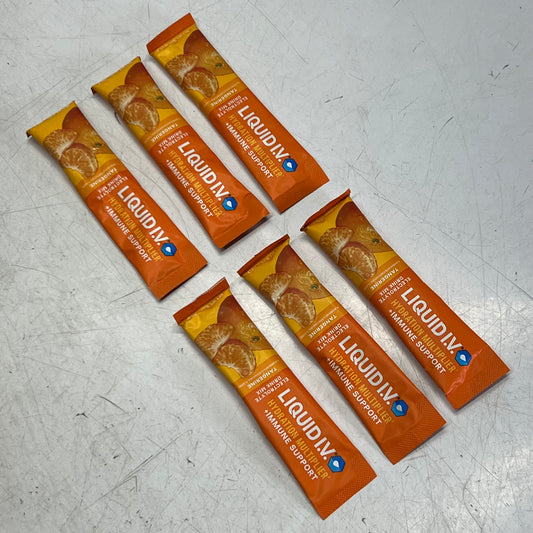 LIQUID I.V (6 PACK) Hydration Multiplier + Immune Support Tangerine 0.56 oz. Orange BB 01/28