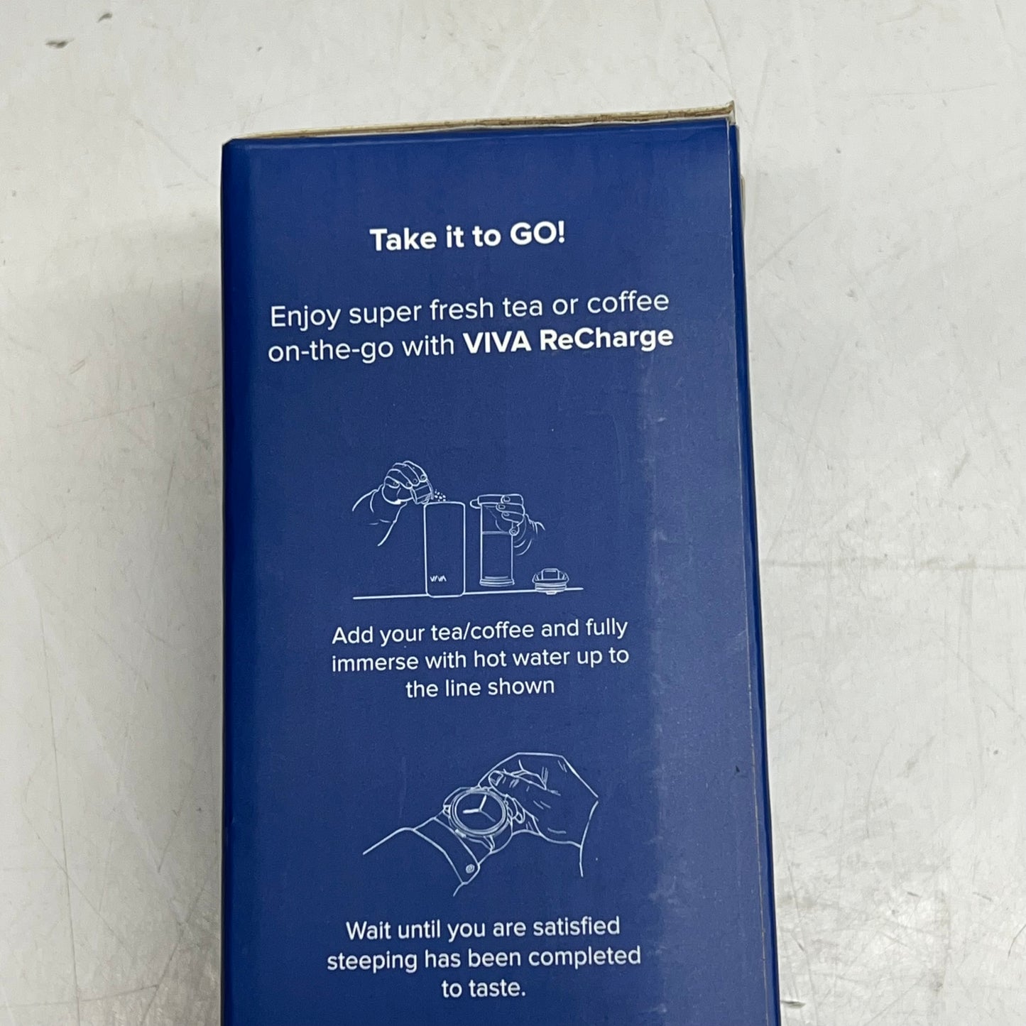 ZA@ VIVA Recharge Portable French Press W/ Smart Brewer on the Go W/ Company Logo 15.5 oz Blue