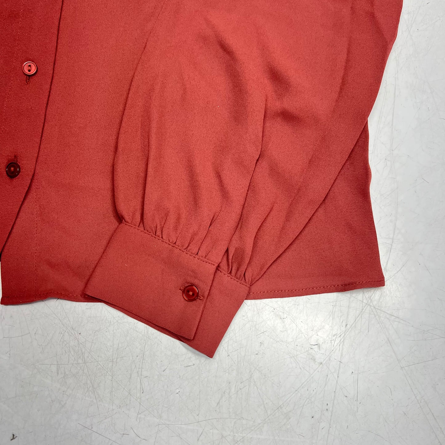 RW & CO Silky Long Sleeve Buttoned Down Blouse  Women's Sz S  Apple Butter