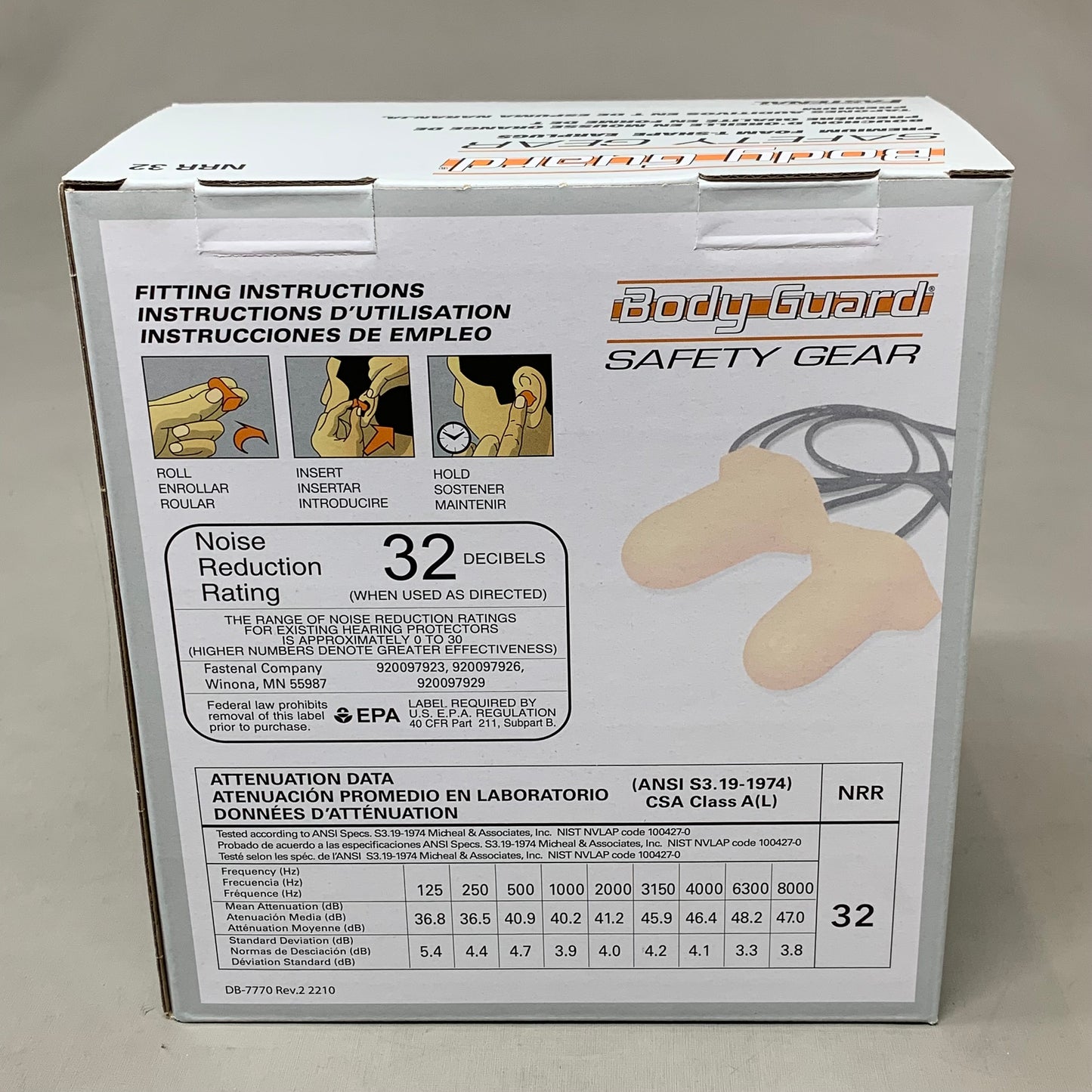 BODY GUARD (100 PACK) Safety Gear Bullet Ear Plugs Noise Reduction Orange NRR 32