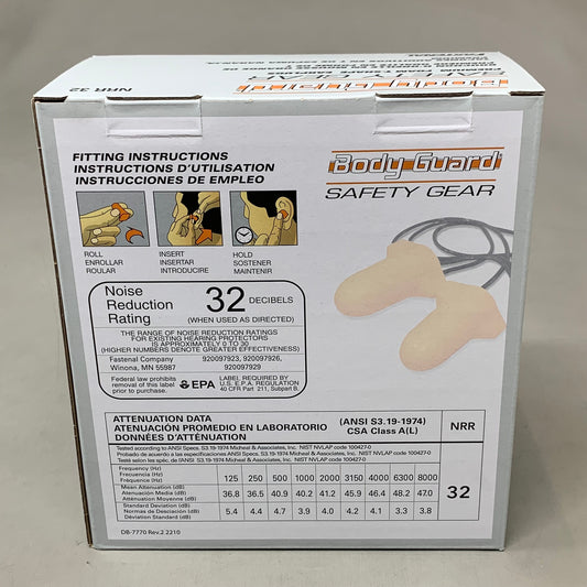 BODY GUARD (100 PACK) Safety Gear Bullet Ear Plugs Noise Reduction Orange NRR 32