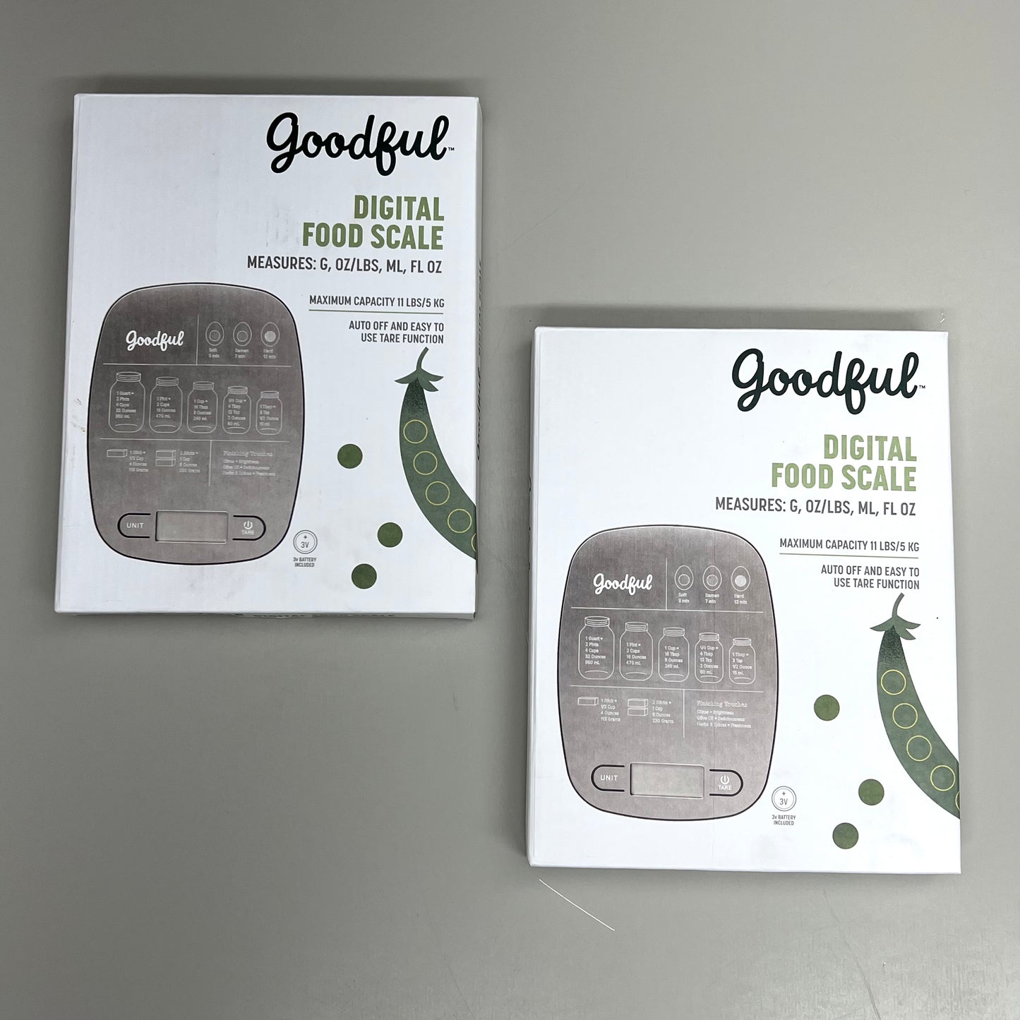 GOODFUL (2 PACK) Digital Food Scale Measures in G, oz/lbs, ML & fl oz Grey FS00-K002