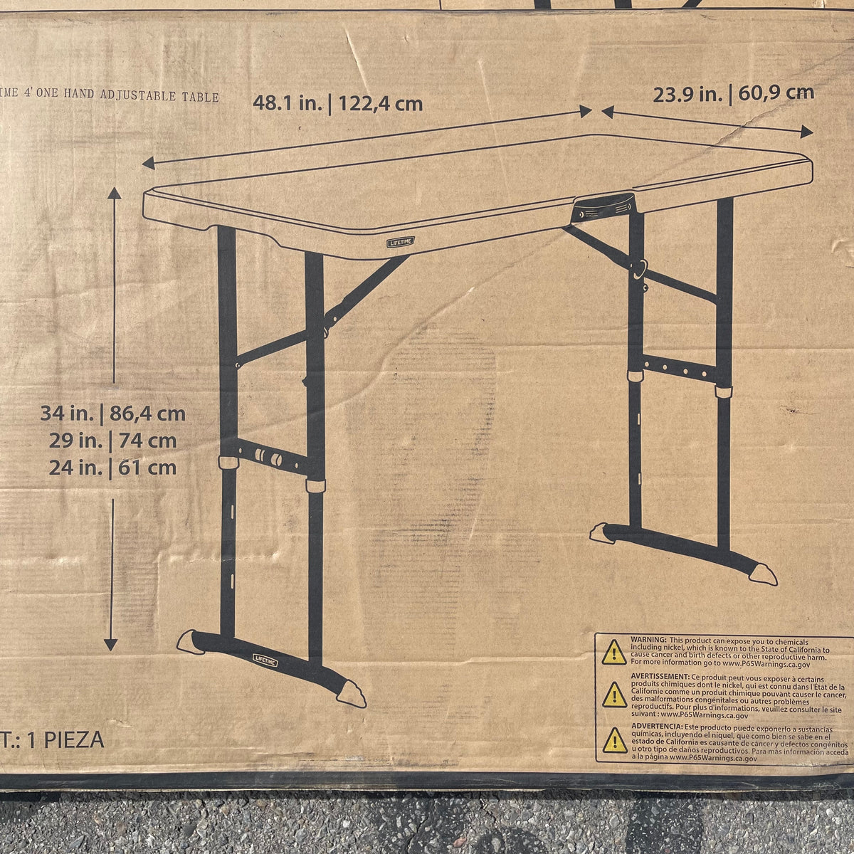LIFETIME Commercial Adjustable Height Table 4'x2' White 80387