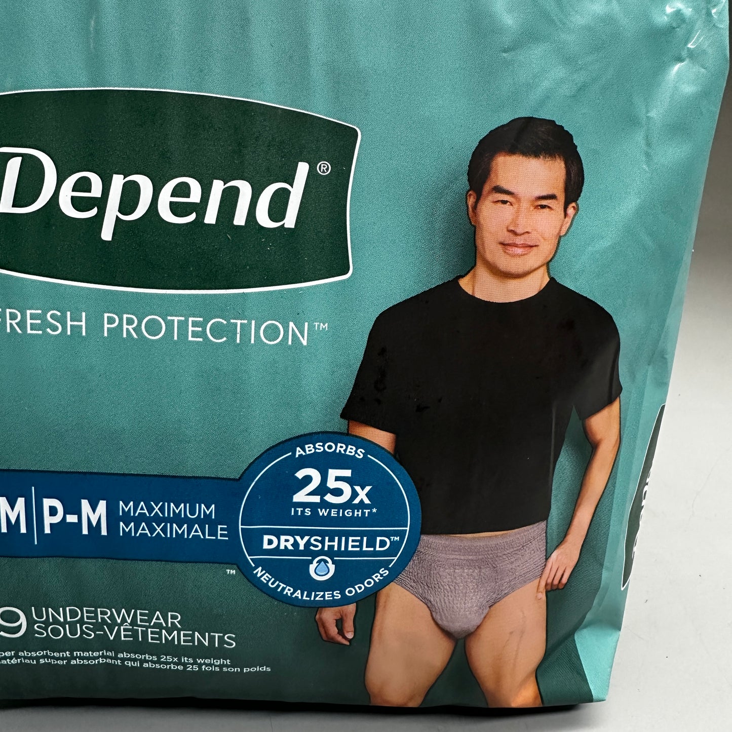 DEPEND Male Adult Incotinence Underwear 2PKs of 19 S-M