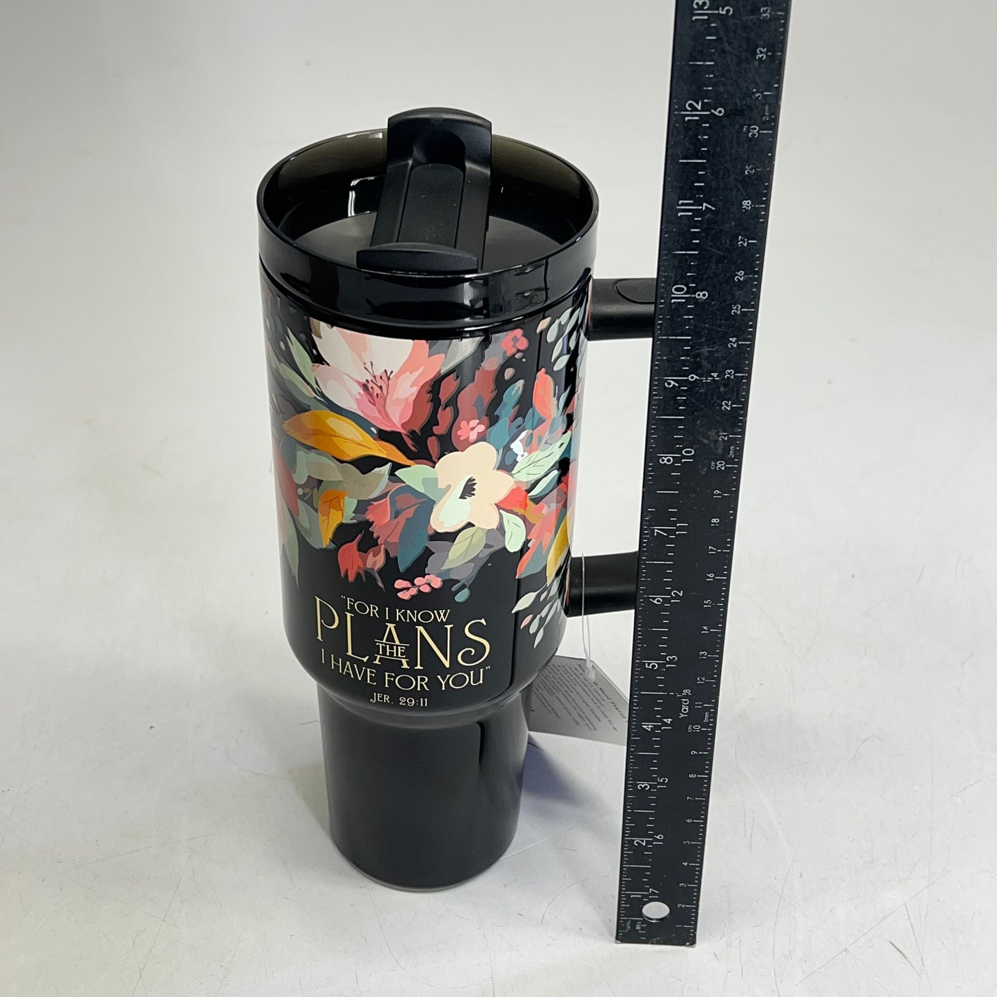 CHRISTIAN ART GIFTS  Jeremiah 29:11 Tumbler W/ Straw 40oz Floral SMUG281