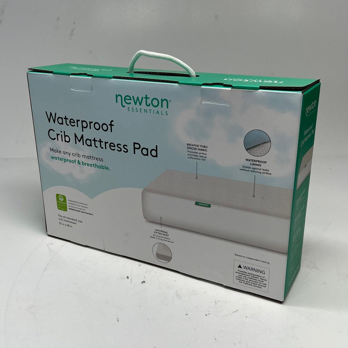 NEWTON  Waterproof Crib Mattress Pad Fits All Standard Sz 52" x 28" White BO52A