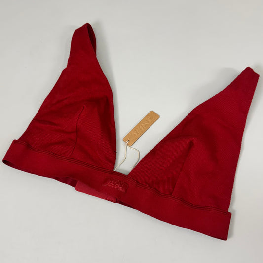 SKIMS Breathable Cotton Rib Triangle Plunge Bralette Women's Sz 2X Brick