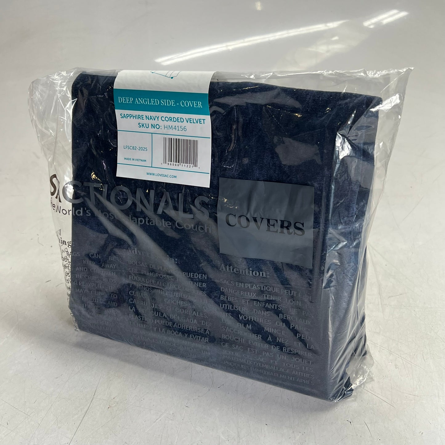 LOVE SAC Deep Angled Side Cover Corded Velvet 29" W X 28.5"T X 6"D Sapphire Navy
