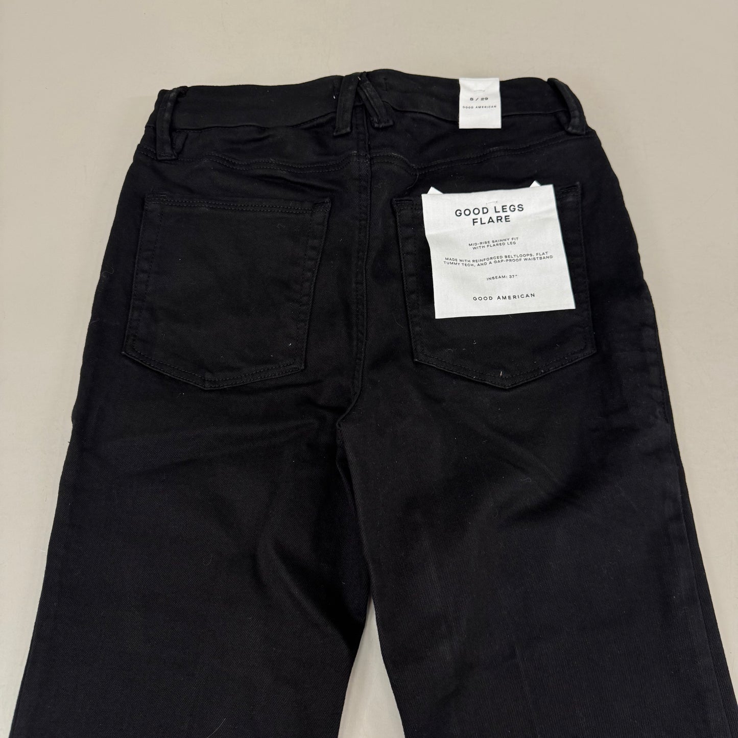 GOOD AMERICAN Good Legs Flare Jeans Women's Sz 8 Black001 GLF47SBTE