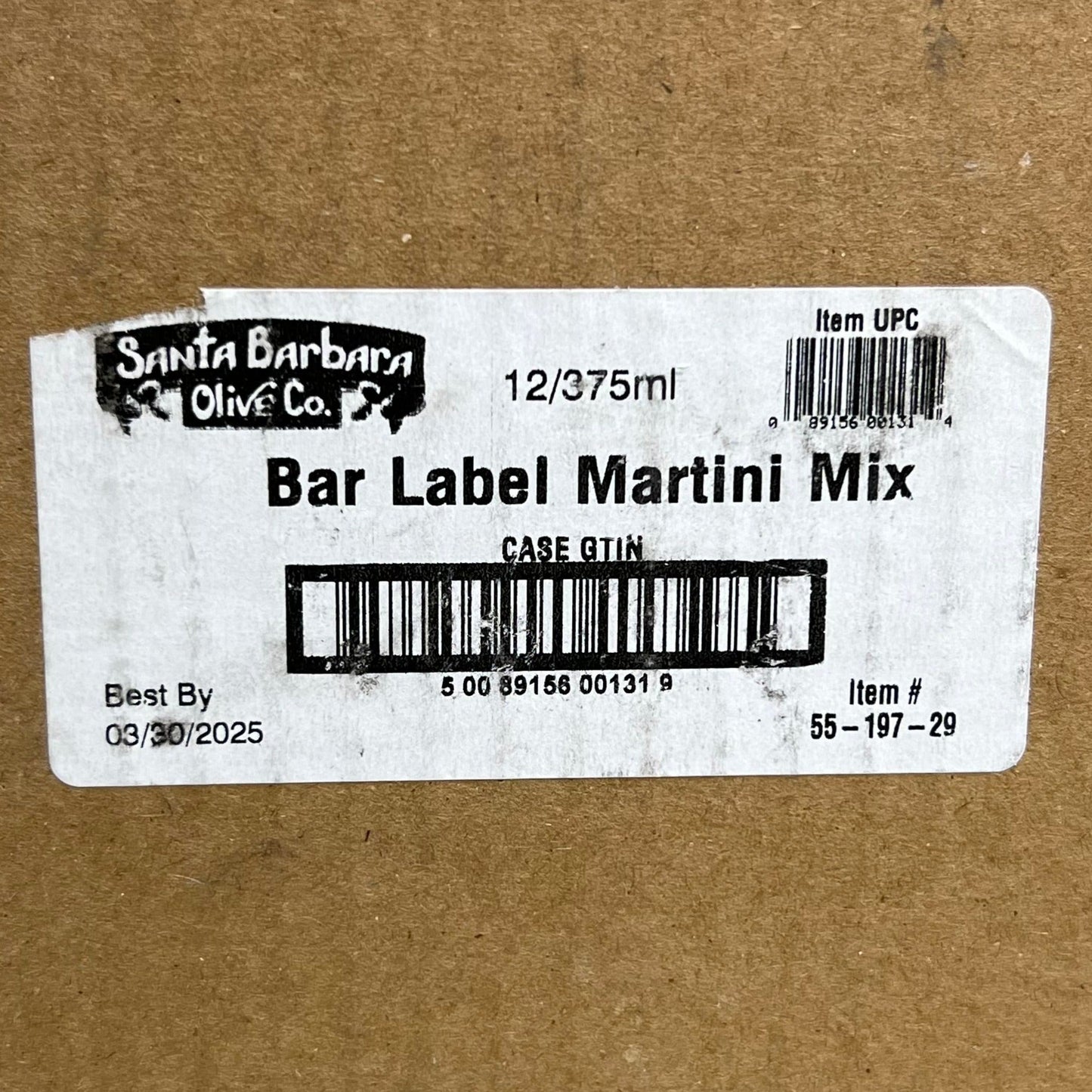 SANTA BARBARA OLIVE COMPANY 12pk Down & Dirty MARTINI MIX (BB 3/30/25)