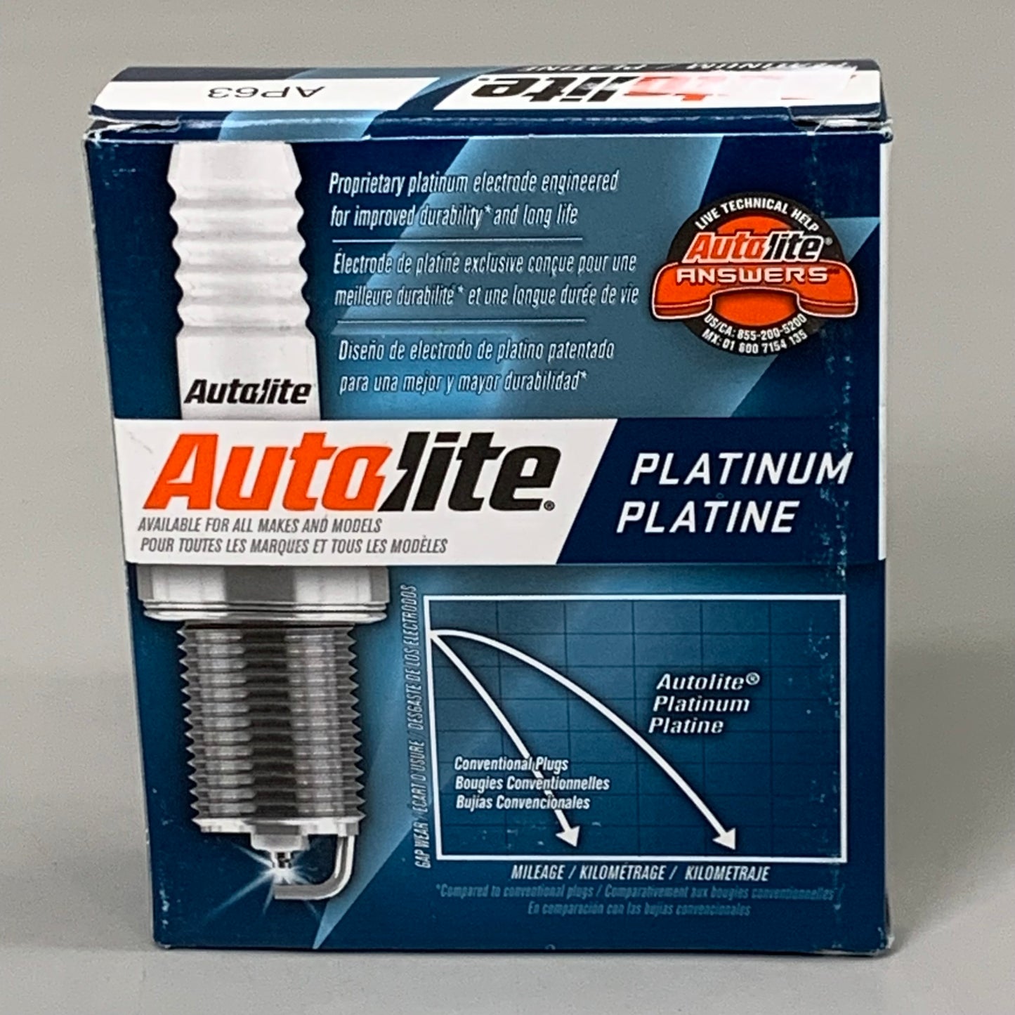 AUTOLITE (4 PACK) Platinum Spark Plugs Not Tapered Nickel 13/16" Hex SZ AP63