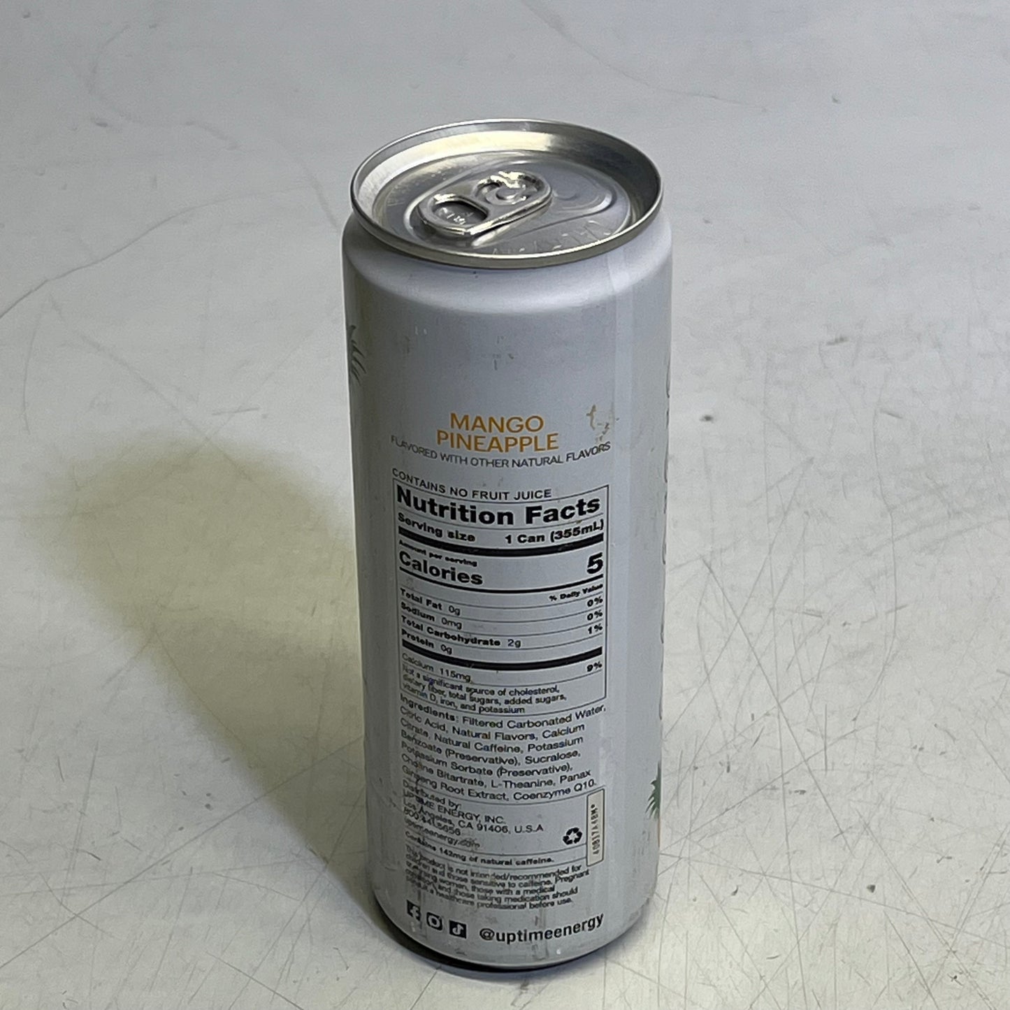 ZA@ UPTIME  (10 PACK) Zero Sugar Energy Drinks Mango Pineapple 12 fl oz