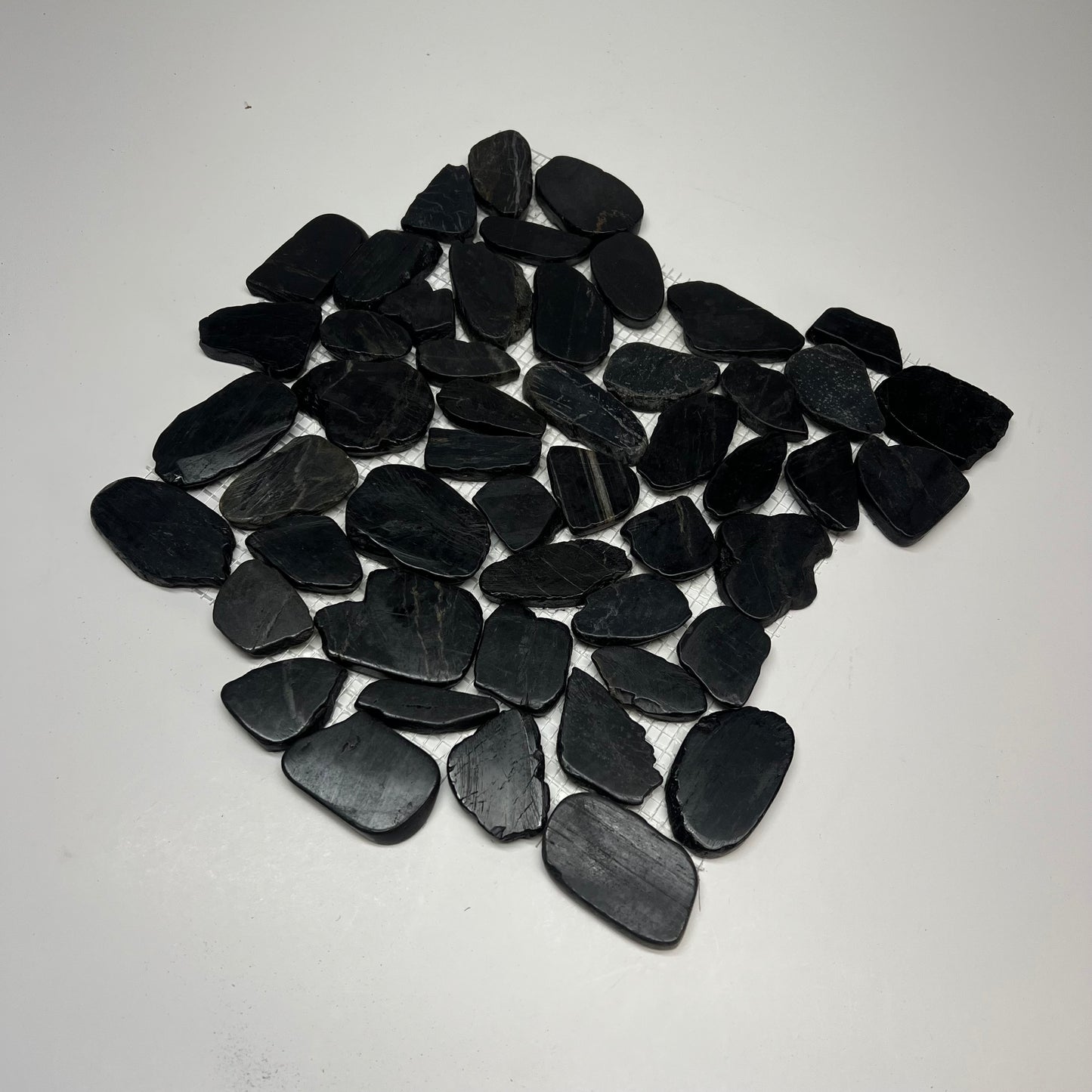 ZA@ (5 PACK) Sliced Pebble Mosaic Tile 12"x12" Black