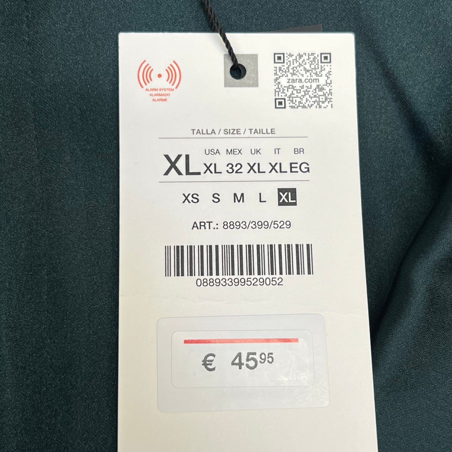 ZARA Open Back Feather Satin Effect Short Dress Women's Sz XL Dark Green/Black