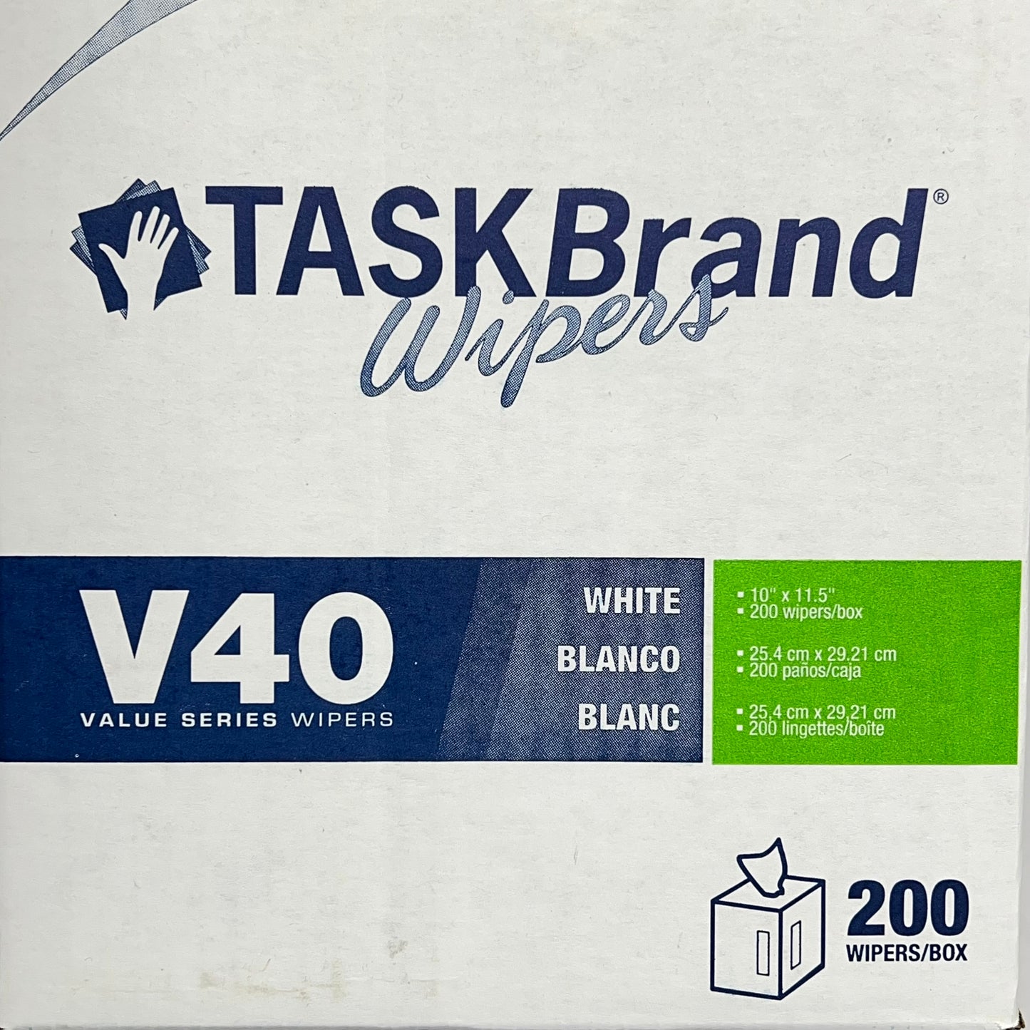 ZA@ TASK BRAND (2 PACK, 200 WIPES EACH) Value Series Wipers Pull Out Top  10" x 11.5" White V40