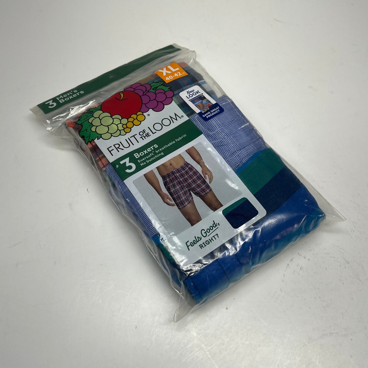 ZA@ FRUIT OF THE LOOM (3 PACK) Eversoft Breathable Fabric No Bunching Boxers Men's Sz XL Plaid/Multicolor 590103
