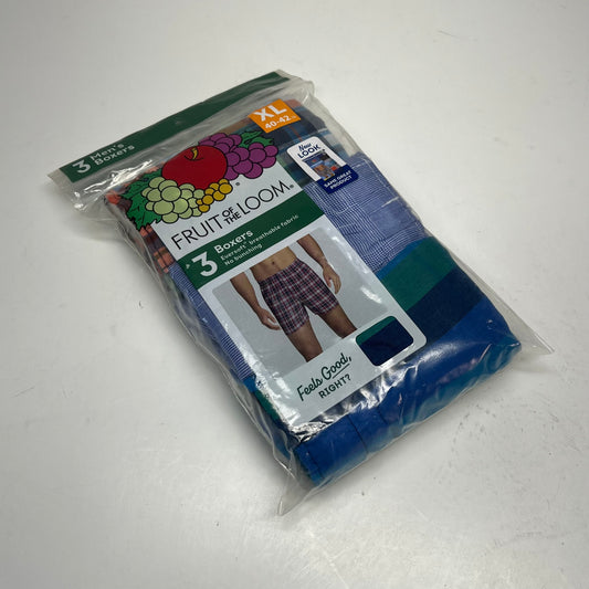 ZA@ FRUIT OF THE LOOM (3 PACK) Eversoft Breathable Fabric No Bunching Boxers Men's Sz XL Plaid/Multicolor 590103