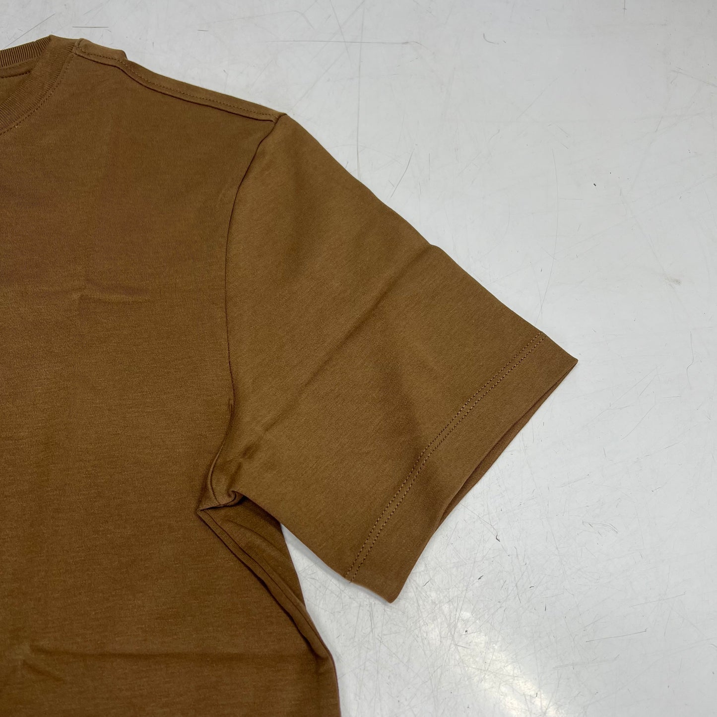 RW & CO Solid Interlock Cotton Crew-neck Tee Men's Sz S Tabacco 494222