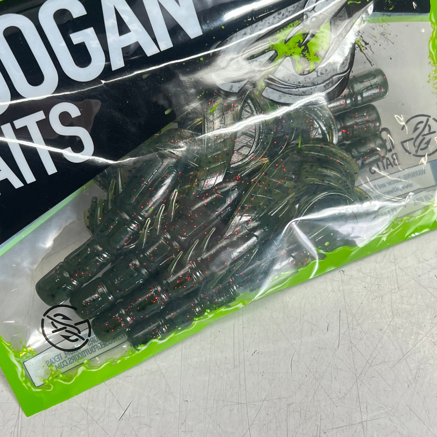 GOOGAN BAITS (5 PACK) Craw Soft Craw Bait w/ Salt 4" Watermelon Red Flake