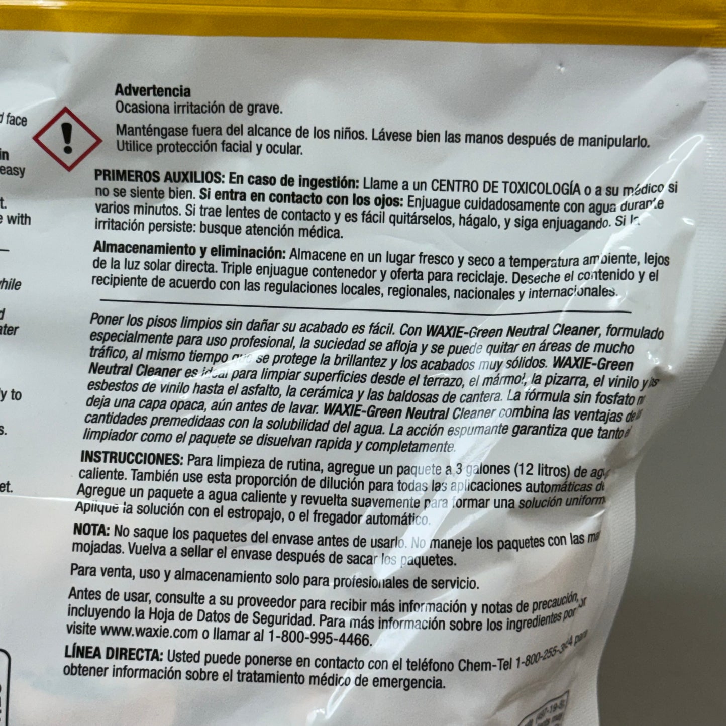 WAXIE-GREEN (2) Neutral Cleaner & Floor Conditioner and Neutralizer Pre-measured Packets