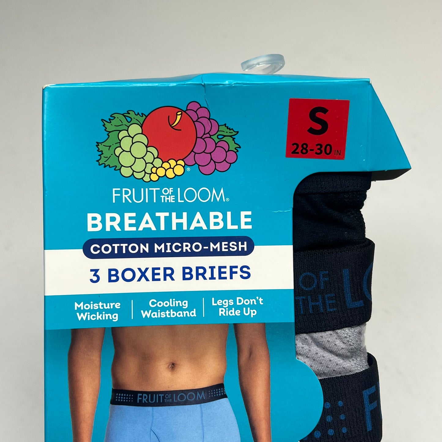 ZA@ FRUIT OF THE LOOM (3 PACK) Cooling Cotton Micro-mesh Boxer Men's Sz S Black/Grey BM3P76