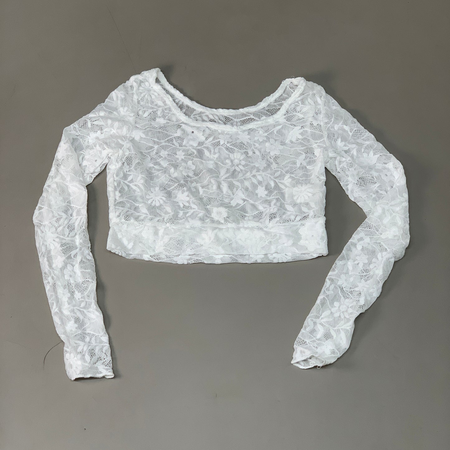 HALFTEE Full Lace Long Sleeve Nylon & Spandex Blend Floral White XS (22)