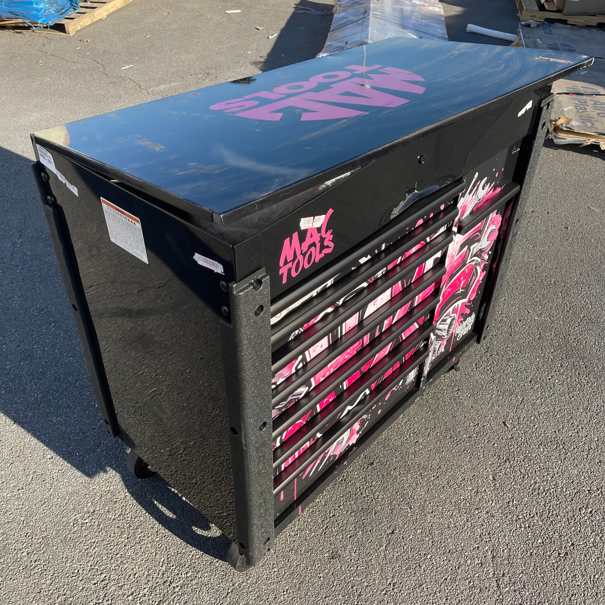 MAC TOOLS 7-Drawer Vertical Power Drawer Cart Black w/ Pink Cancer Awareness Decals