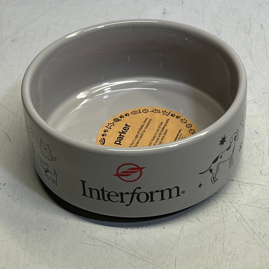 ZA@ INTERFORM (2 PACK) Ceramic Dog Feeding/Water Bowl Fits 2 Cups  Grey
