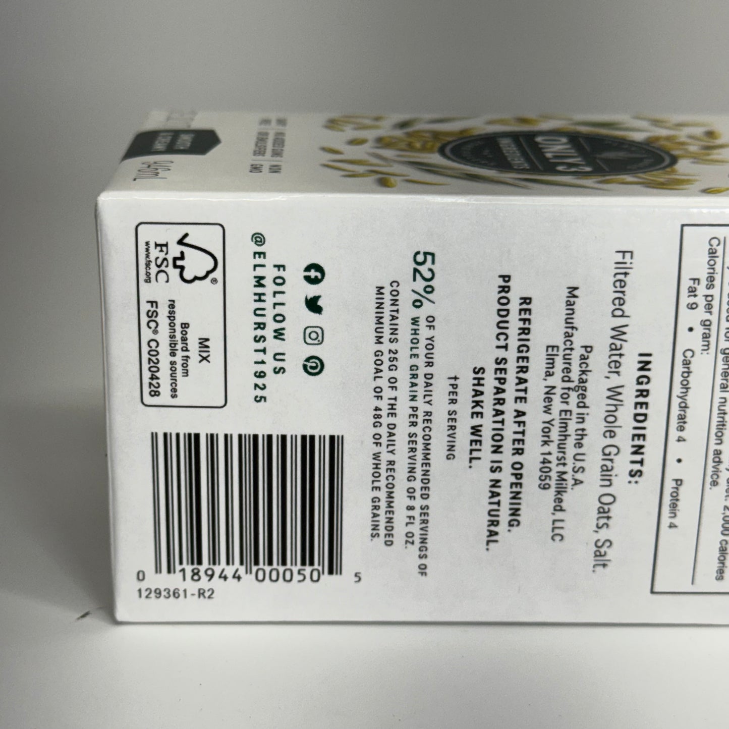 ELMHURST (6 PACK) Milked Oats Unsweetened 32 fl oz. BB 02/27